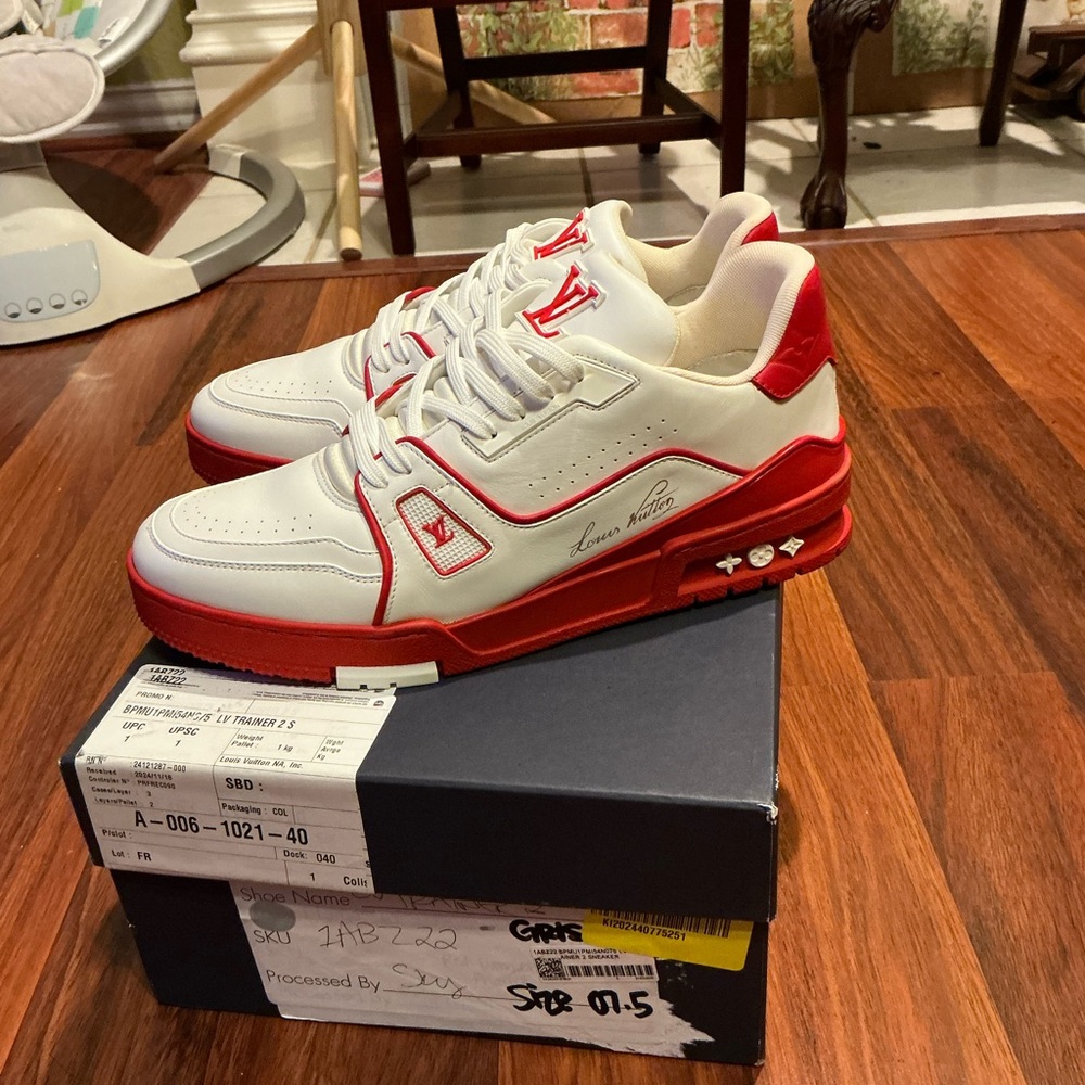 Louis Vuitton Red and White Sneakers
